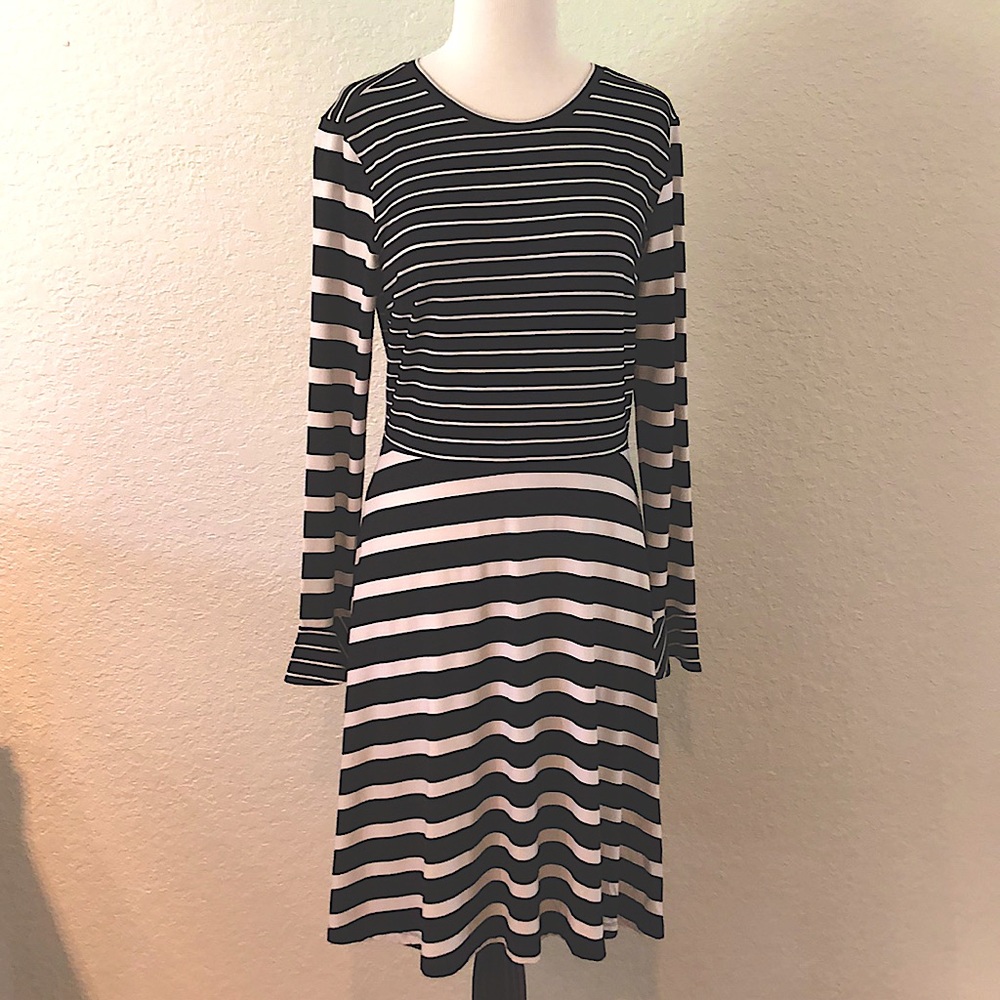 LOFT long sleeve striped dress Sz 4